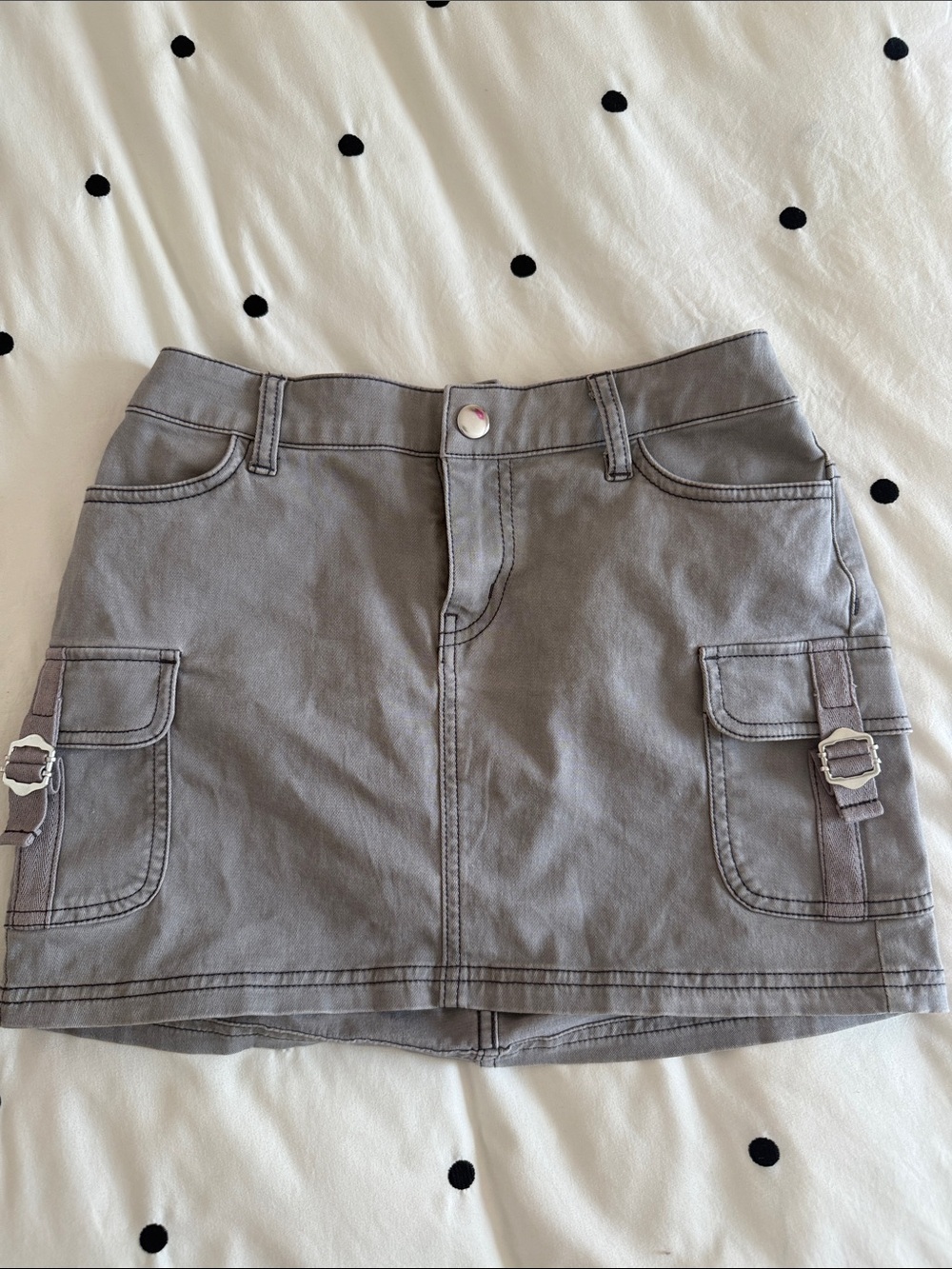 wild fable Gray Cargo Mini Skirt with Buckle Pockets